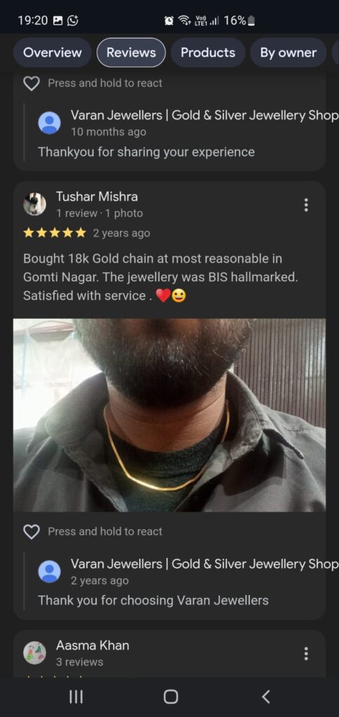 Varan Jewellers Google Reviews