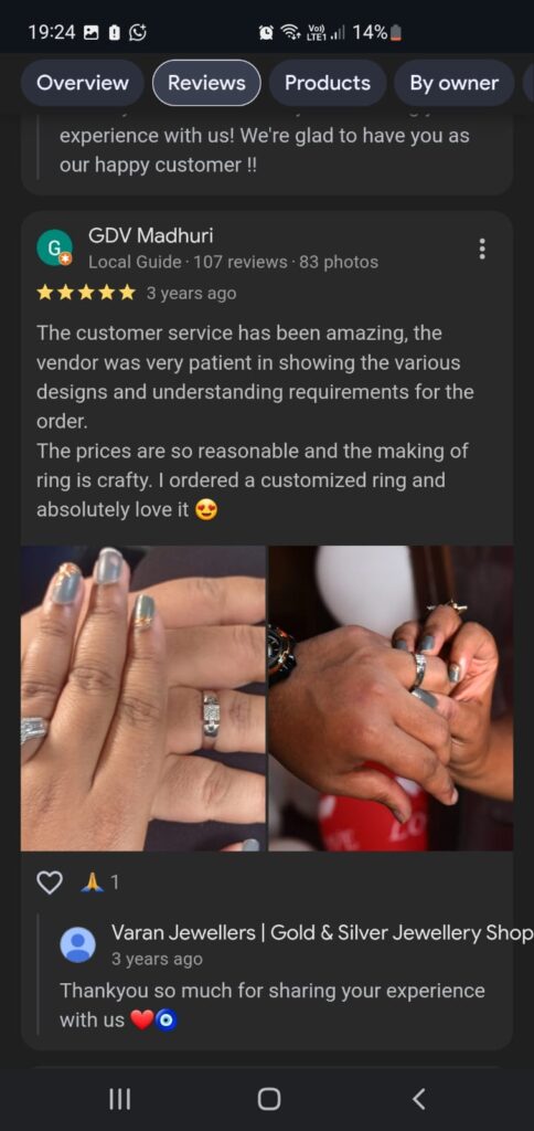 Varan Jewellers Google Reviews